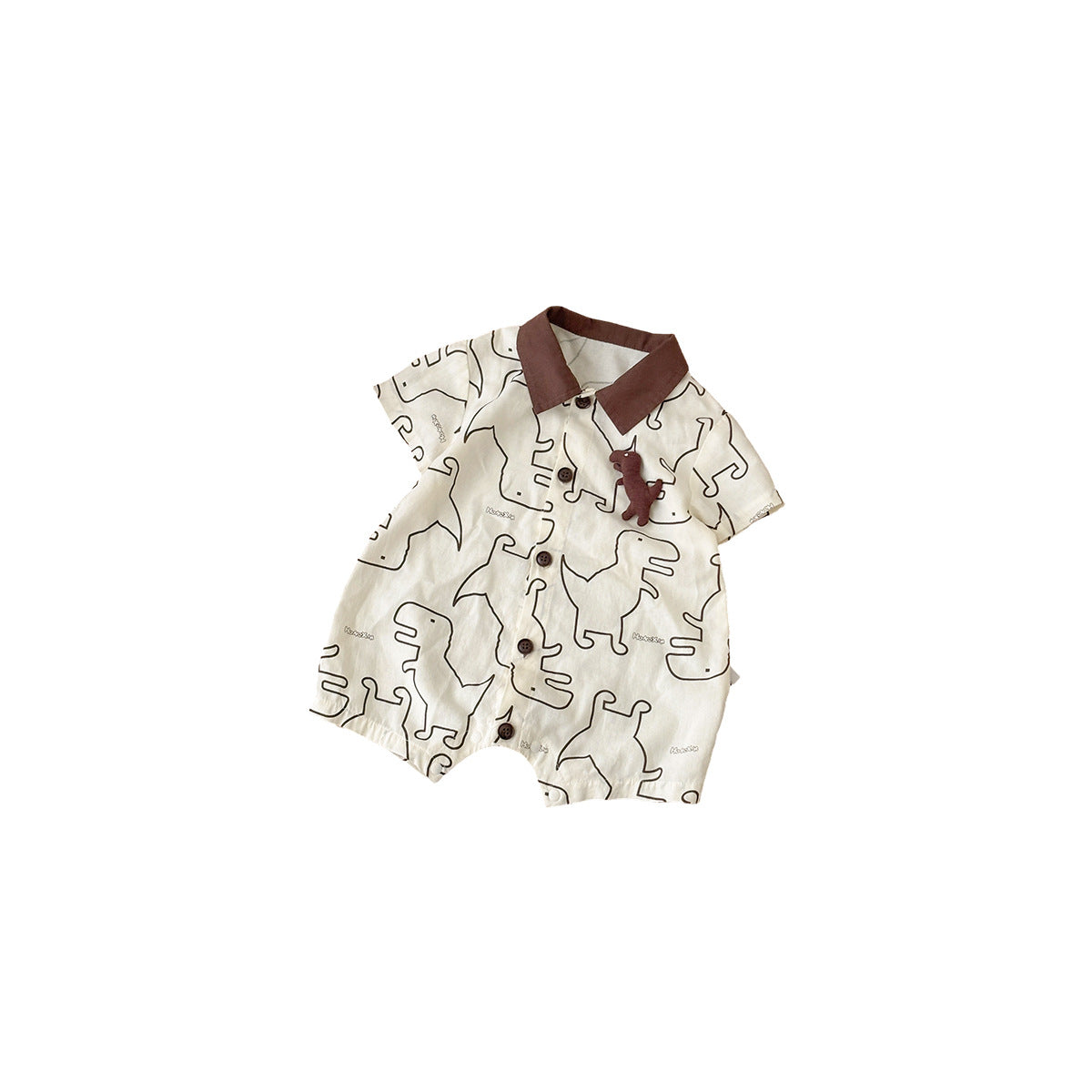 Pure Cotton Romper Baby BoyDinosaur Print Short Sleeve Shirt Bodysuit Outing Crawler Suit