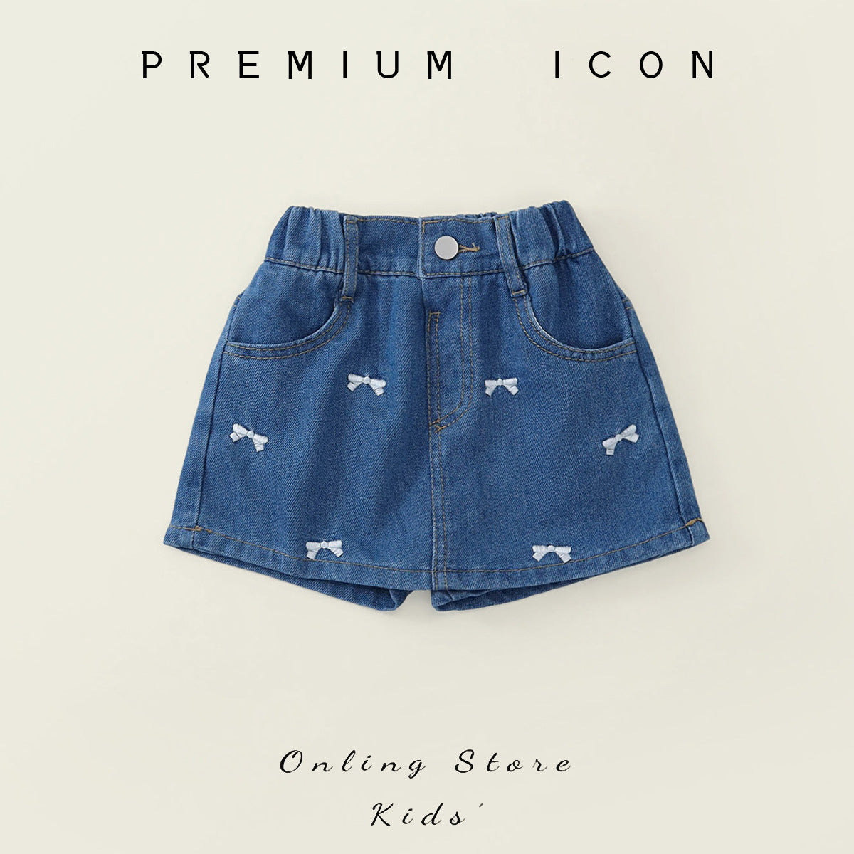 Girls' Short Pants  Outfit New Style Children's Denim Bow Skirt Pants