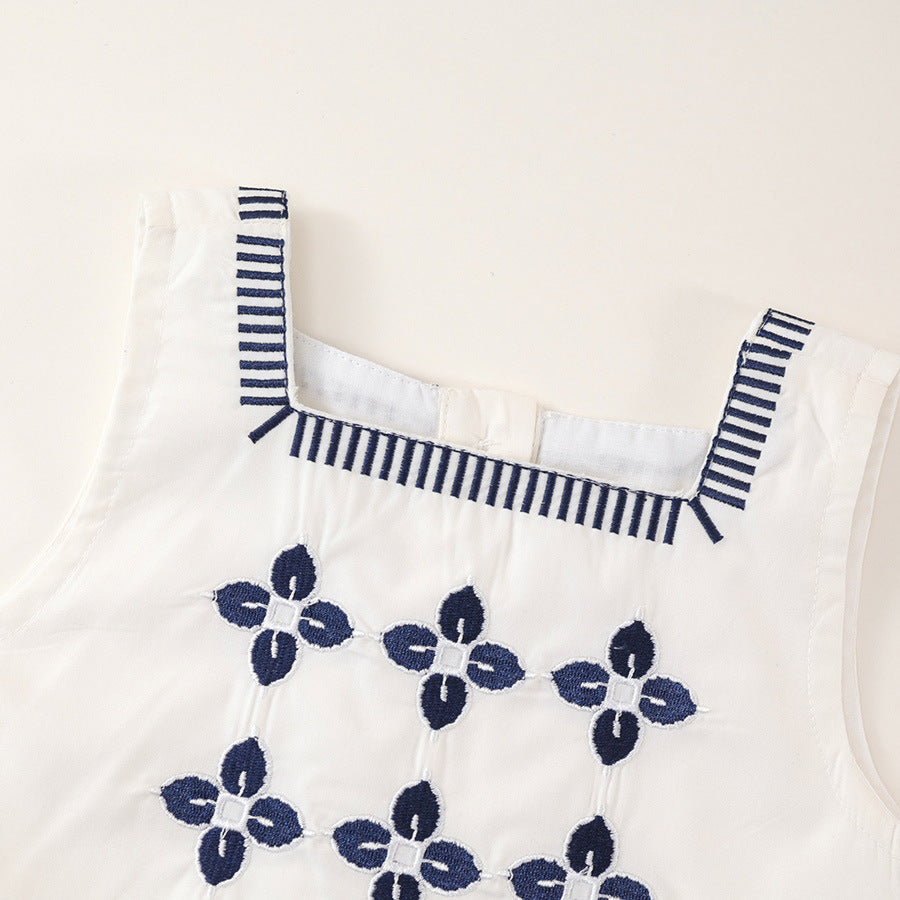 Forest Style  Set for Girls,Sleeveless Top and Skirt Two-Piece Set