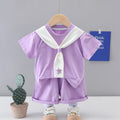 Children's Summer Navy Uniform Baby Thin Two Piece Set
