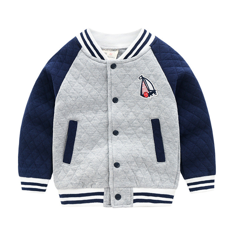 Baseball Jacket for Boys, Casual Open Front Long Sleeve Outerwear