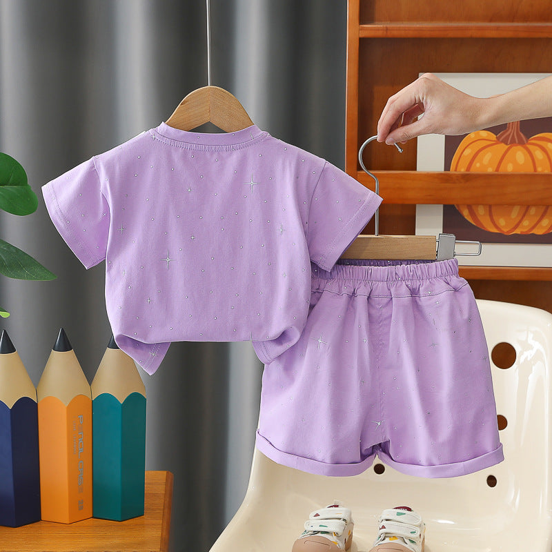 Children's Summer Navy Uniform Baby Thin Two Piece Set