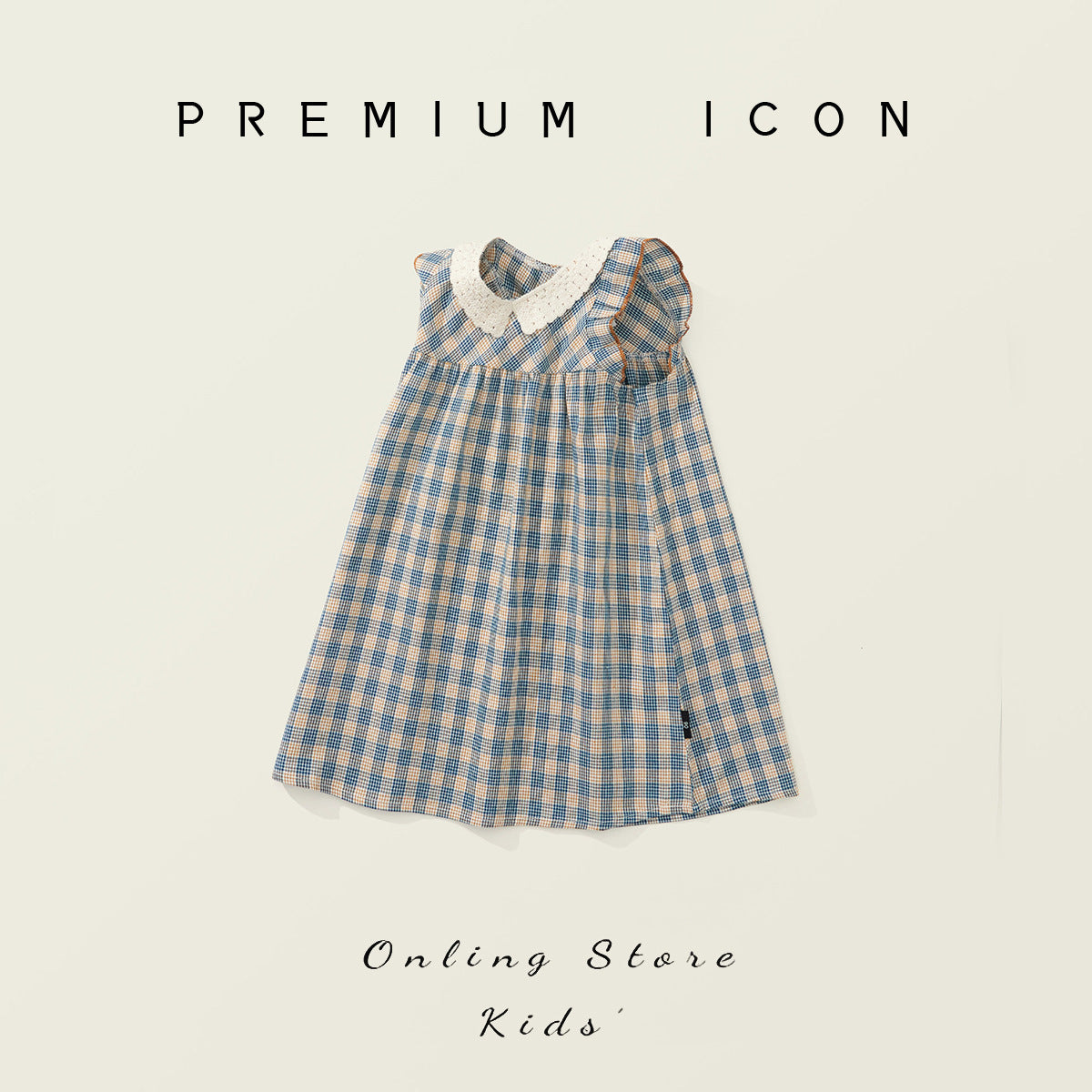 Girly Checkered Dress for Girls Sleeveless Backless Style Mid-Calf Length Casual Dress