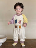 Long Sleeve Romper Color-blocked Boy Baby Cartoon Print Bodysuit Newborn Outerwear One-piece Clothing