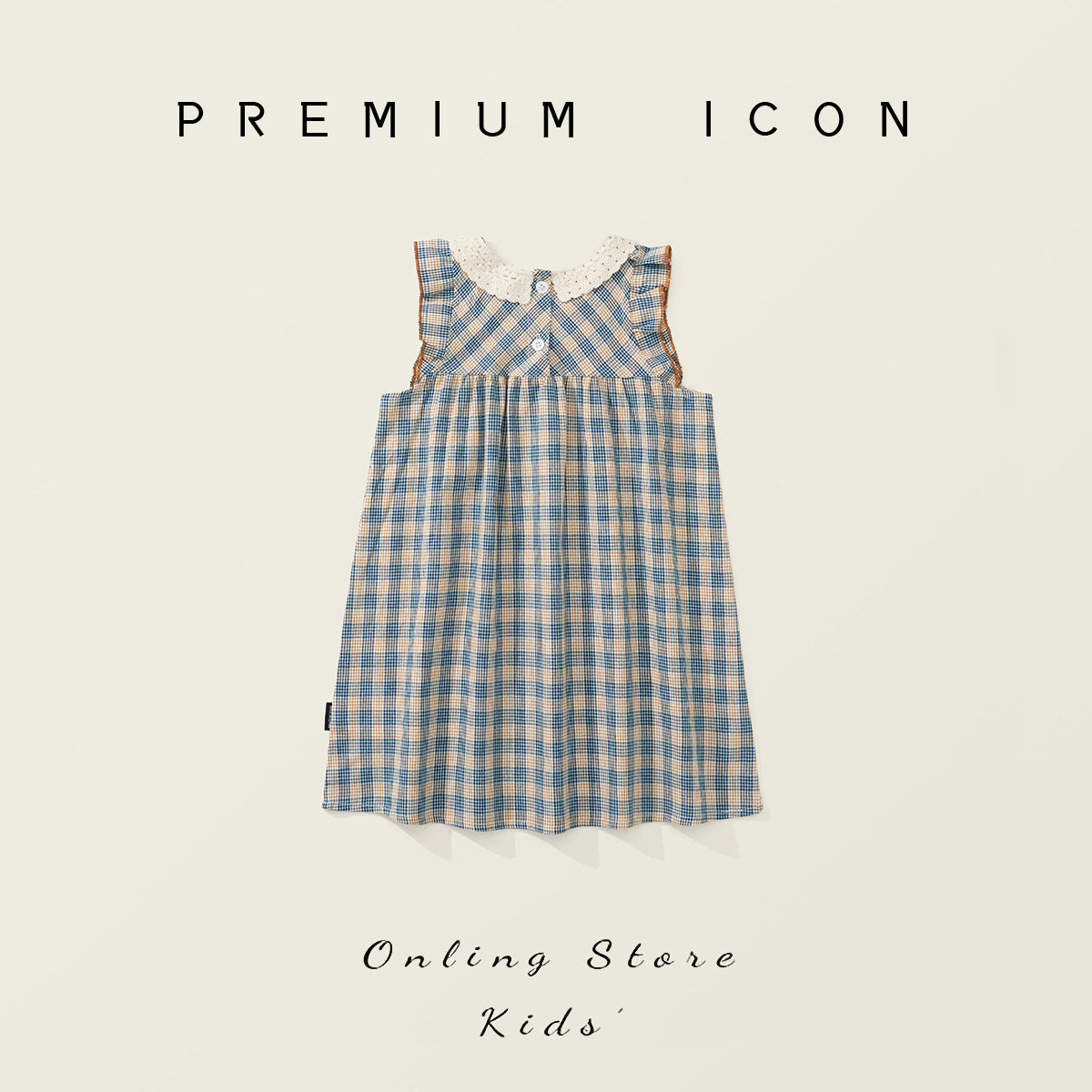 Girly Checkered Dress for Girls Sleeveless Backless Style Mid-Calf Length Casual Dress