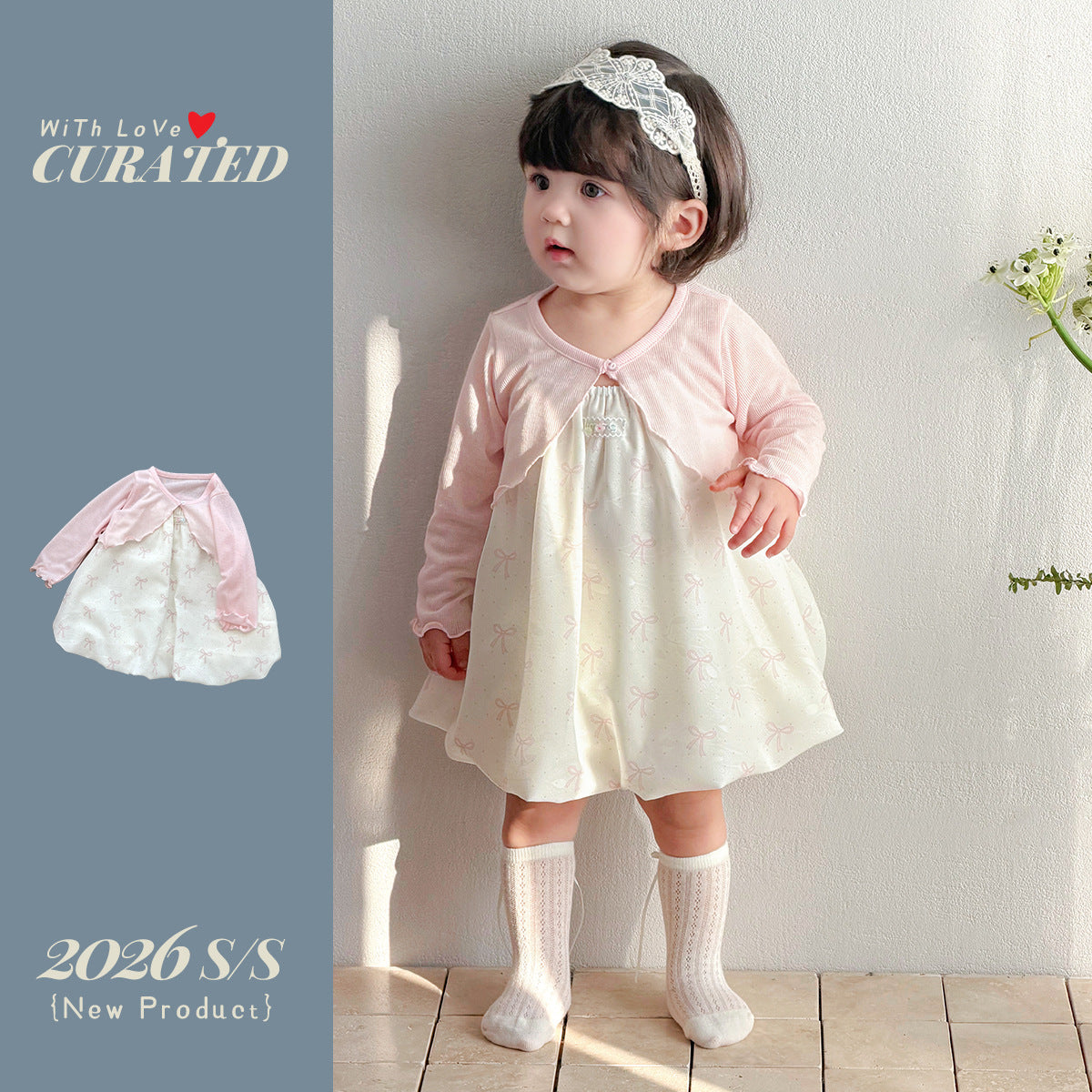 Baby Sweet Shoulder Cape Sun Protection Top with Strapless Princess Dress