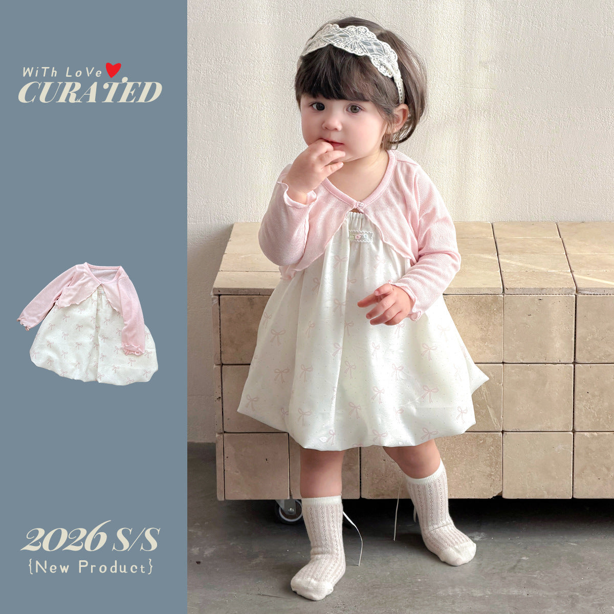 Baby Sweet Shoulder Cape Sun Protection Top with Strapless Princess Dress